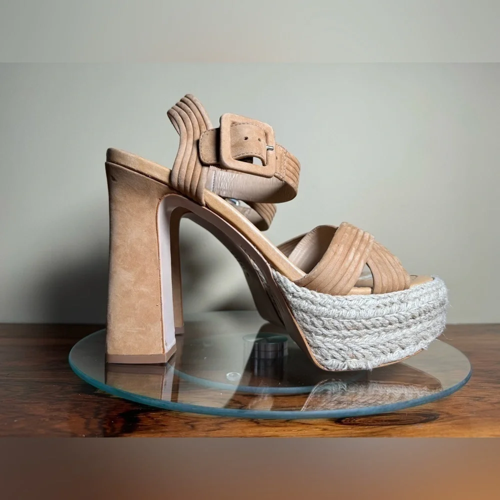 Schutz Blisse Platform Sandals - Nude Caramel - size 9